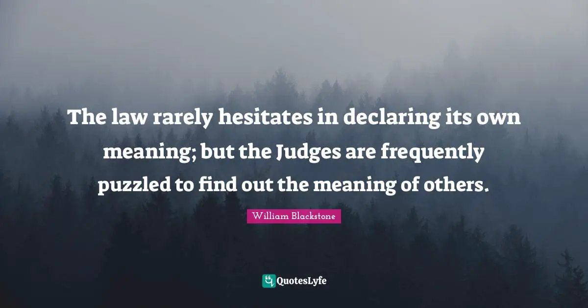 The law rarely hesitates in declaring its own meaning; but the Judges are frequently puzzled to find out the meaning of others.