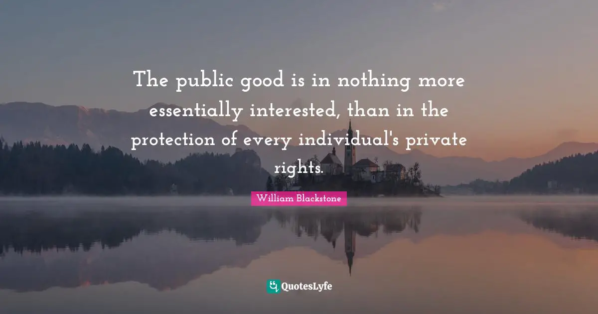 The public good is in nothing more essentially interested, than in the protection of every individual's private rights.