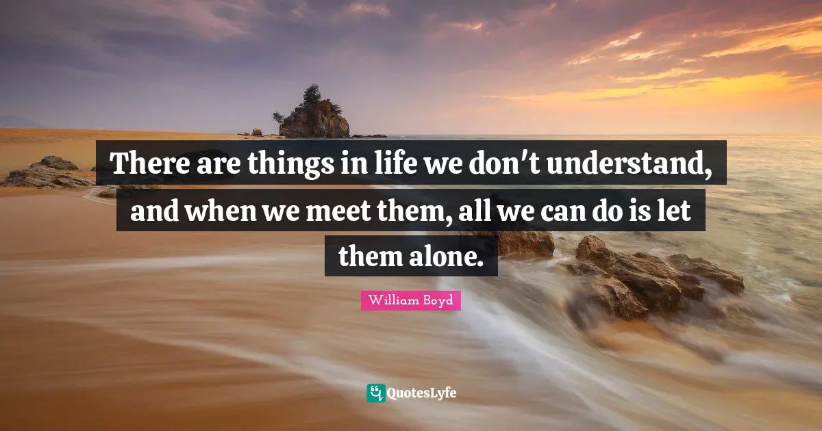 There are things in life we don't understand, and when we meet them, all we can do is let them alone.