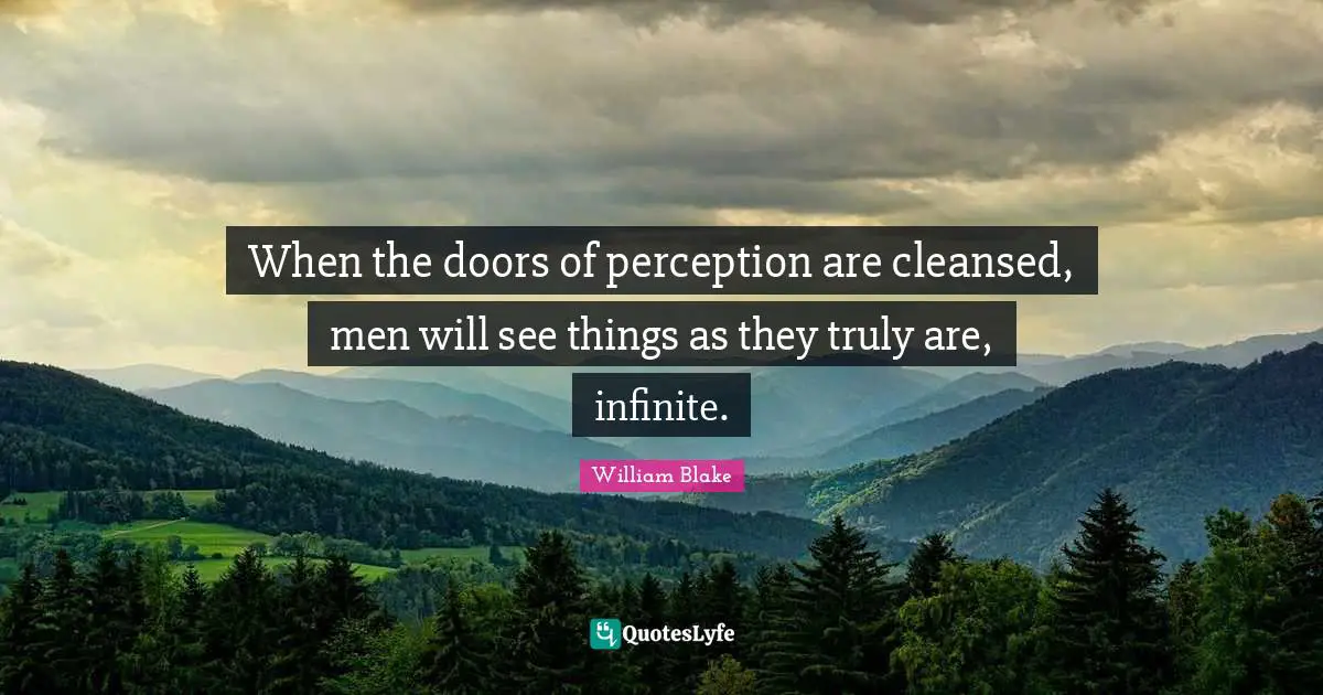 When the doors of perception are cleansed, men will see things as they truly are, infinite.
