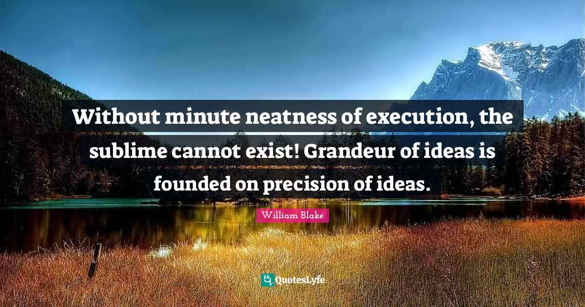 Without minute neatness of execution, the sublime cannot exist! Grandeur of ideas is founded on precision of ideas.