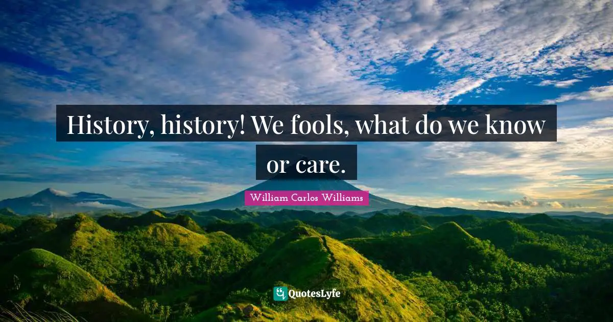 William Carlos Williams Quotes: "History, history! We fools, what do we know or care."