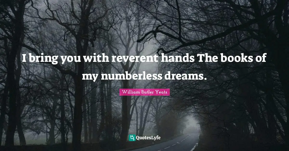 I bring you with reverent hands The books of my numberless dreams.