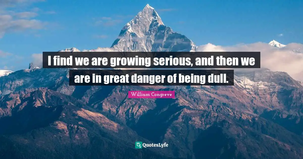 I find we are growing serious, and then we are in great danger of being dull.