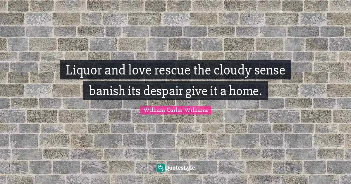 Cloudy Quotes: "Liquor and love rescue the cloudy sense banish its despair give it a home."