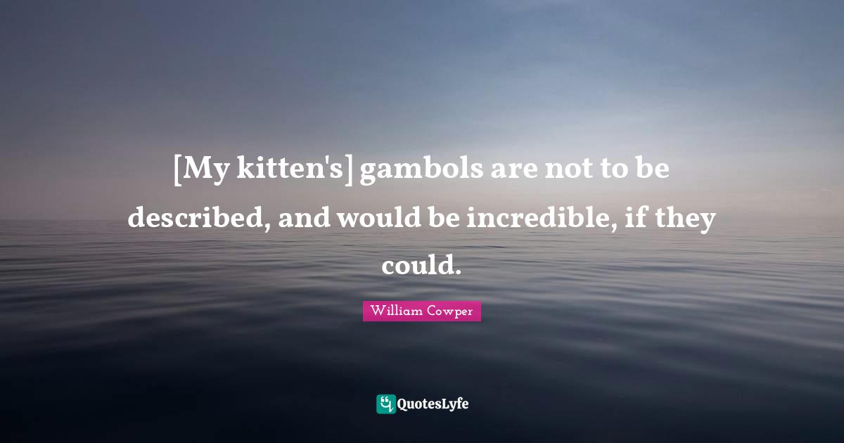 [My kitten's] gambols are not to be described, and would be incredible, if they could.