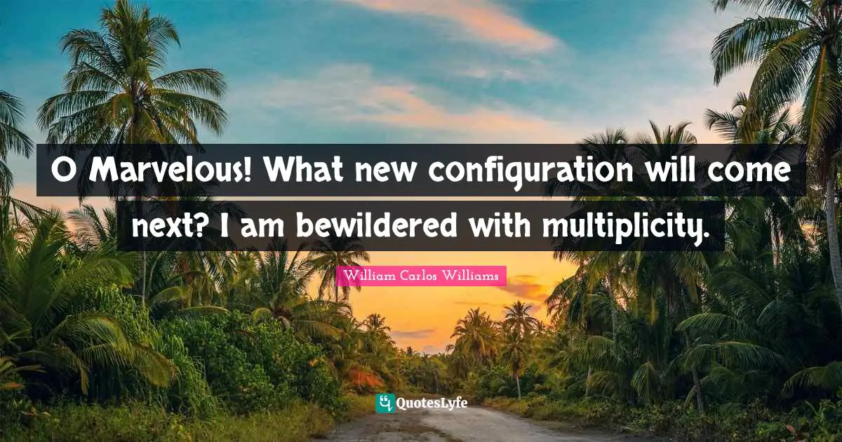 William Carlos Williams Quotes: "O Marvelous! What new configuration will come next? I am bewildered with multiplicity."