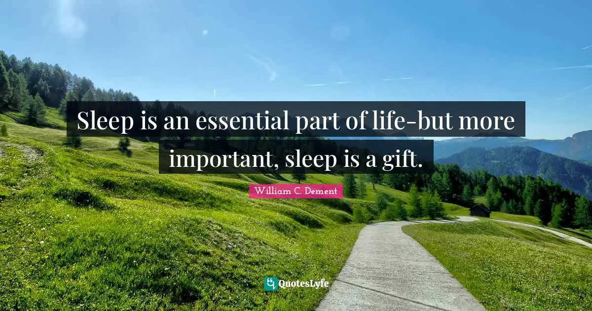 William C. Dement Quotes: "Sleep is an essential part of life-but more important, sleep is a gift."
