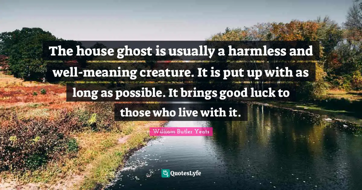 The house ghost is usually a harmless and well-meaning creature. It is put up with as long as possible. It brings good luck to those who live with it.