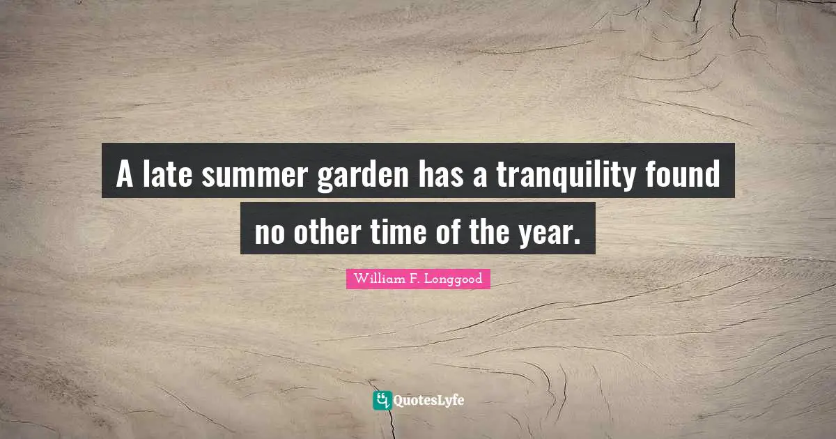 Summer Quotes: "A late summer garden has a tranquility found no other time of the year."