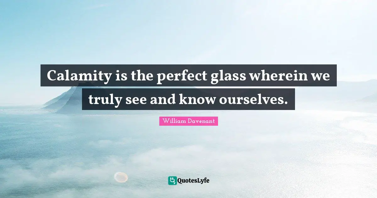 Calamity is the perfect glass wherein we truly see and know ourselves.