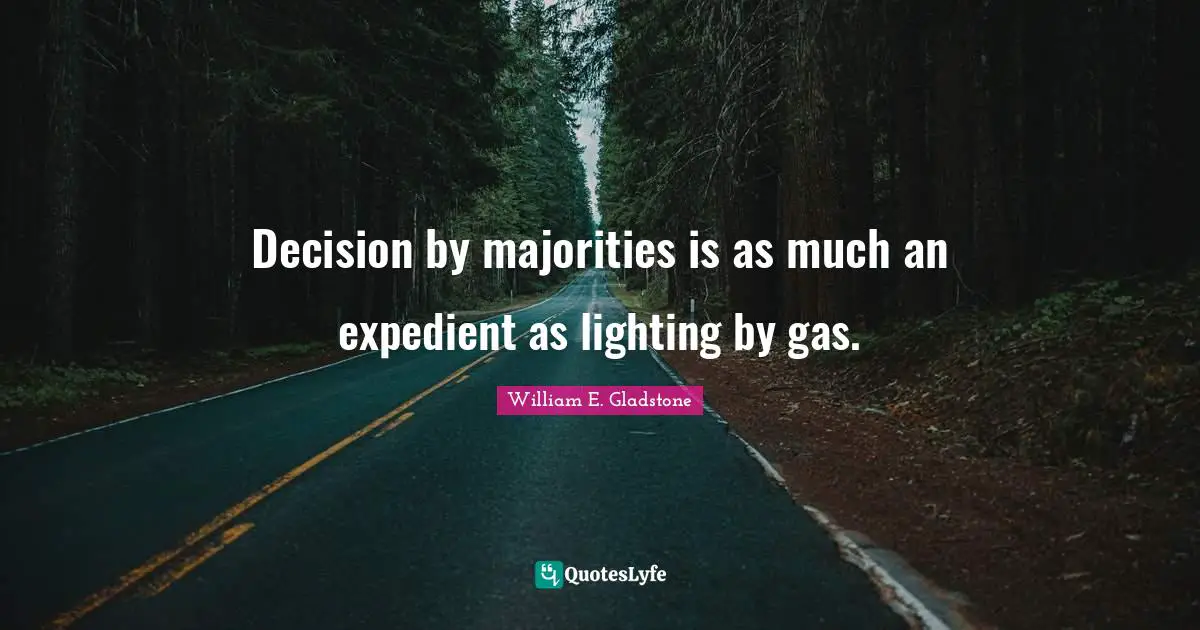 Decision by majorities is as much an expedient as lighting by gas.