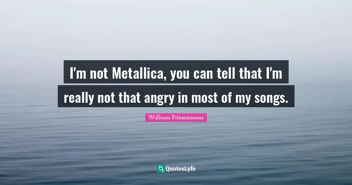 I'm not Metallica, you can tell that I'm really not that angry in most of my songs.