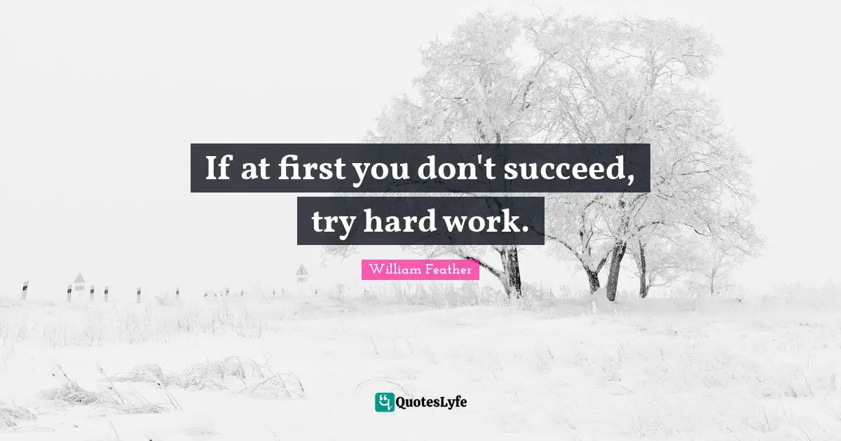 William Feather Quotes: "If at first you don't succeed, try hard work."