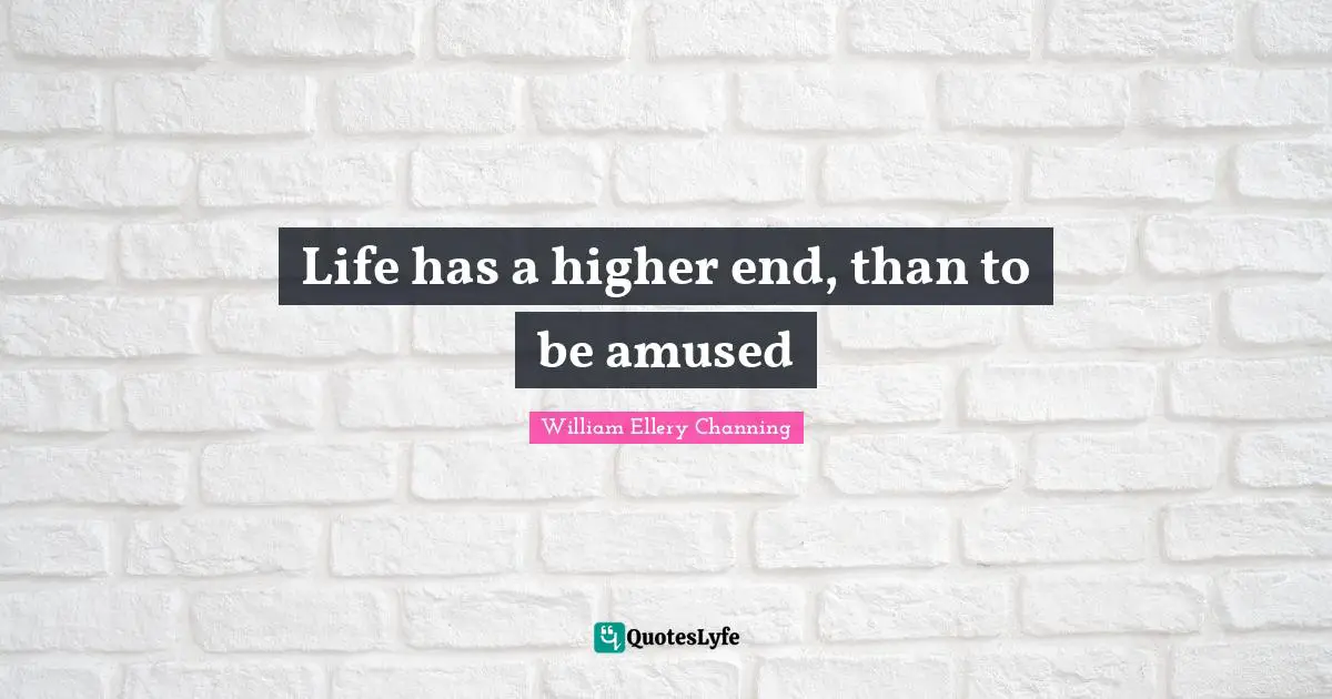 Life has a higher end, than to be amused