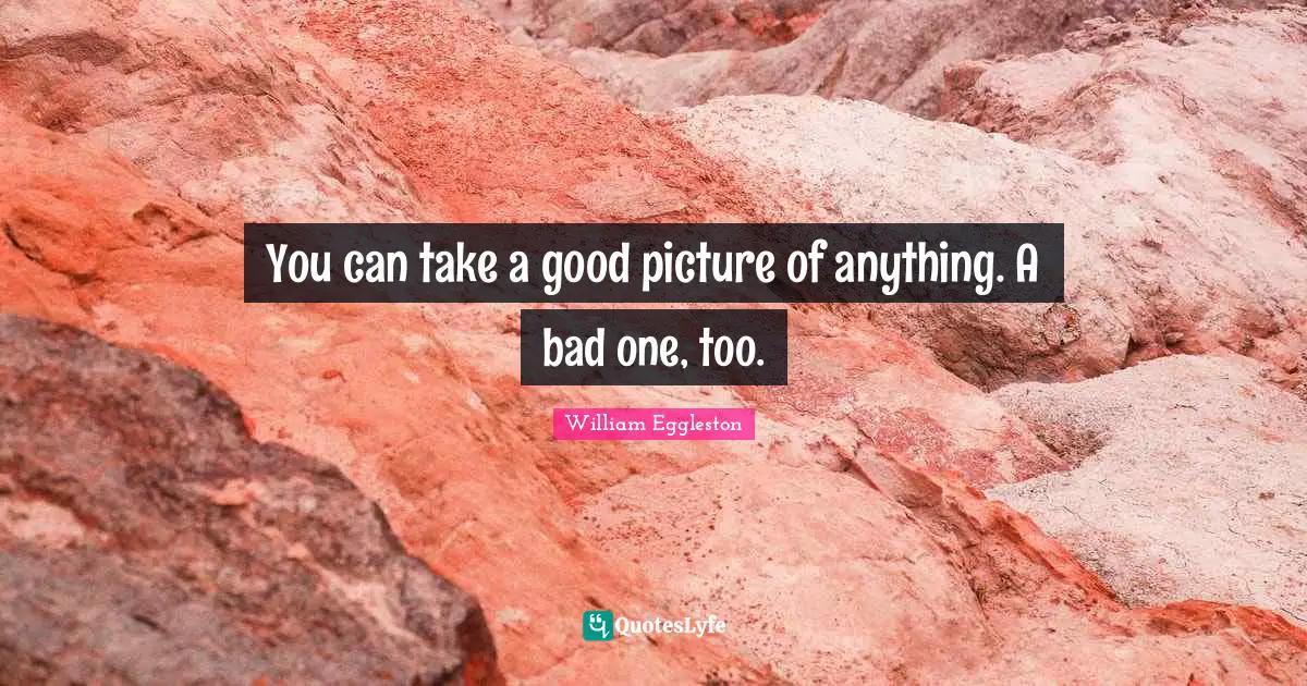 You Can Take A Good Picture Of Anything A Bad One Too Quote By William Eggleston Quoteslyfe 