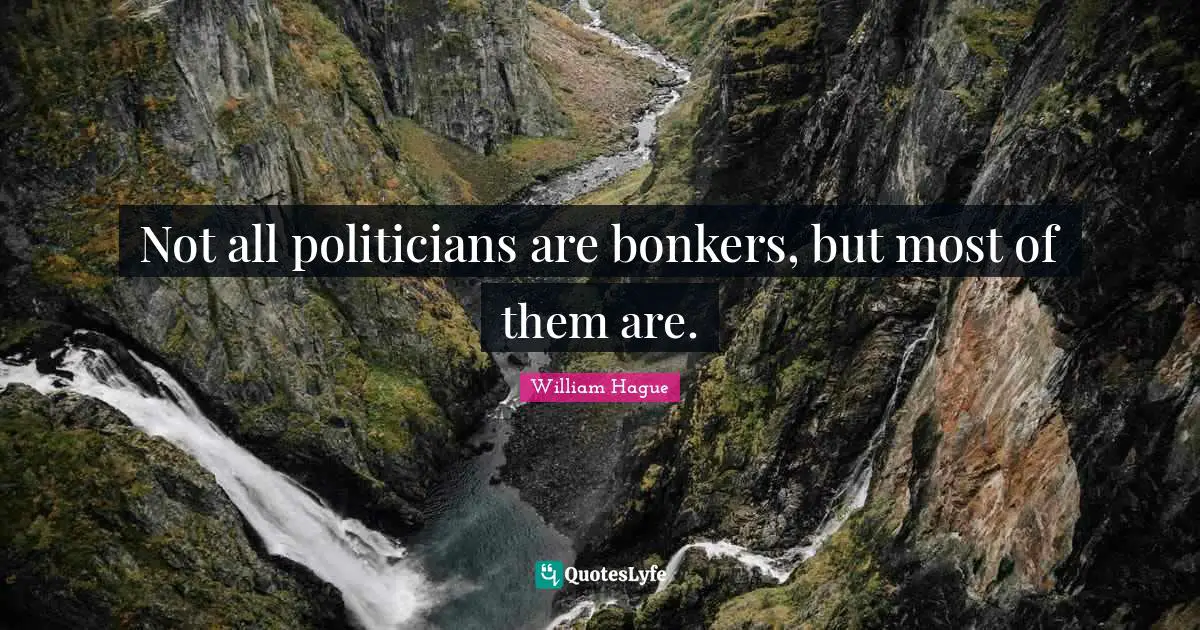 Not all politicians are bonkers, but most of them are.