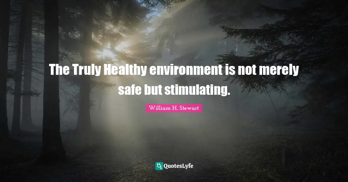 The Truly Healthy environment is not merely safe but stimulating.