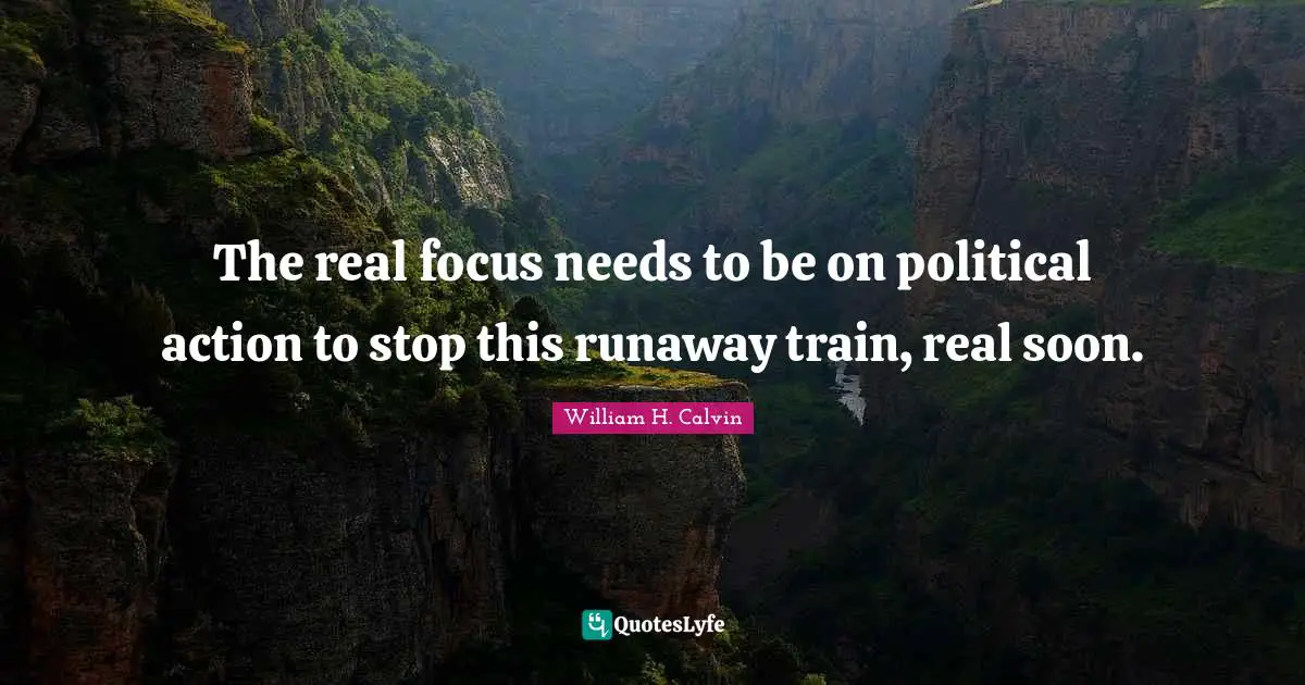 The real focus needs to be on political action to stop this runaway train, real soon.