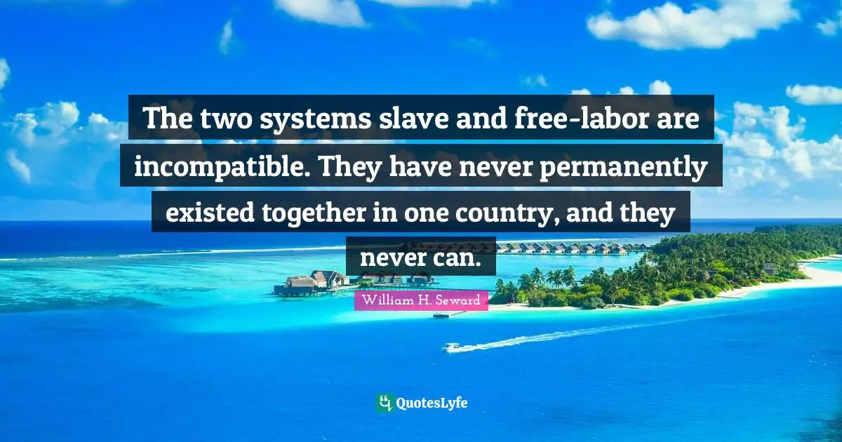 The two systems slave and free-labor are incompatible. They have never permanently existed together in one country, and they never can.