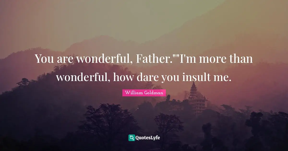 You are wonderful, Father.""I'm more than wonderful, how dare you insult me.