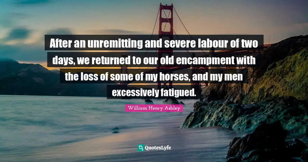 After an unremitting and severe labour of two days, we returned to our old encampment with the loss of some of my horses, and my men excessively fatigued.