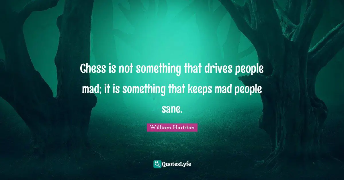 Chess is not something that drives people mad; it is something that keeps mad people sane.