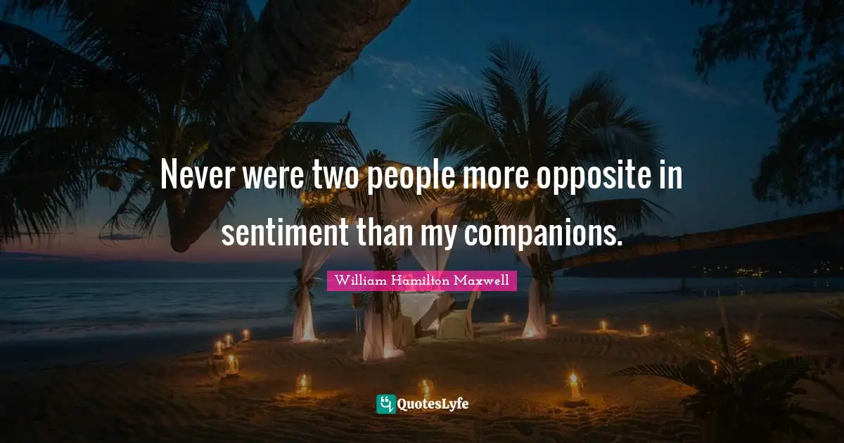 Never were two people more opposite in sentiment than my companions.