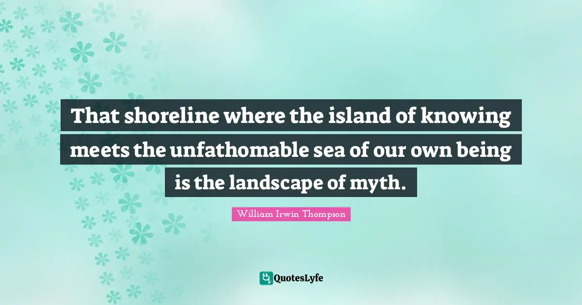 That shoreline where the island of knowing meets the unfathomable sea of our own being is the landscape of myth.