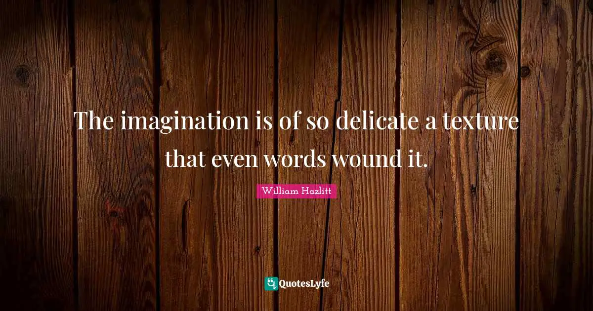 The imagination is of so delicate a texture that even words wound it.