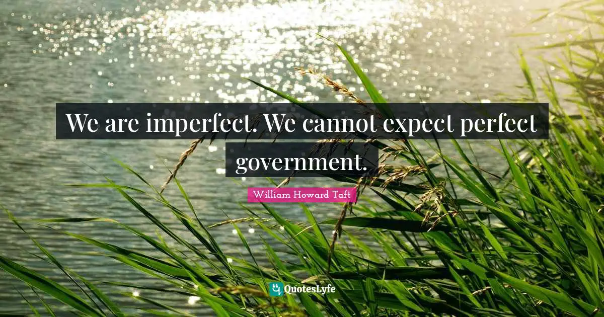 We are imperfect. We cannot expect perfect government.