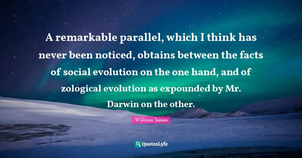 A remarkable parallel, which I think has never been noticed, obtains between the facts of social evolution on the one hand, and of zological evolution as expounded by Mr. Darwin on the other.