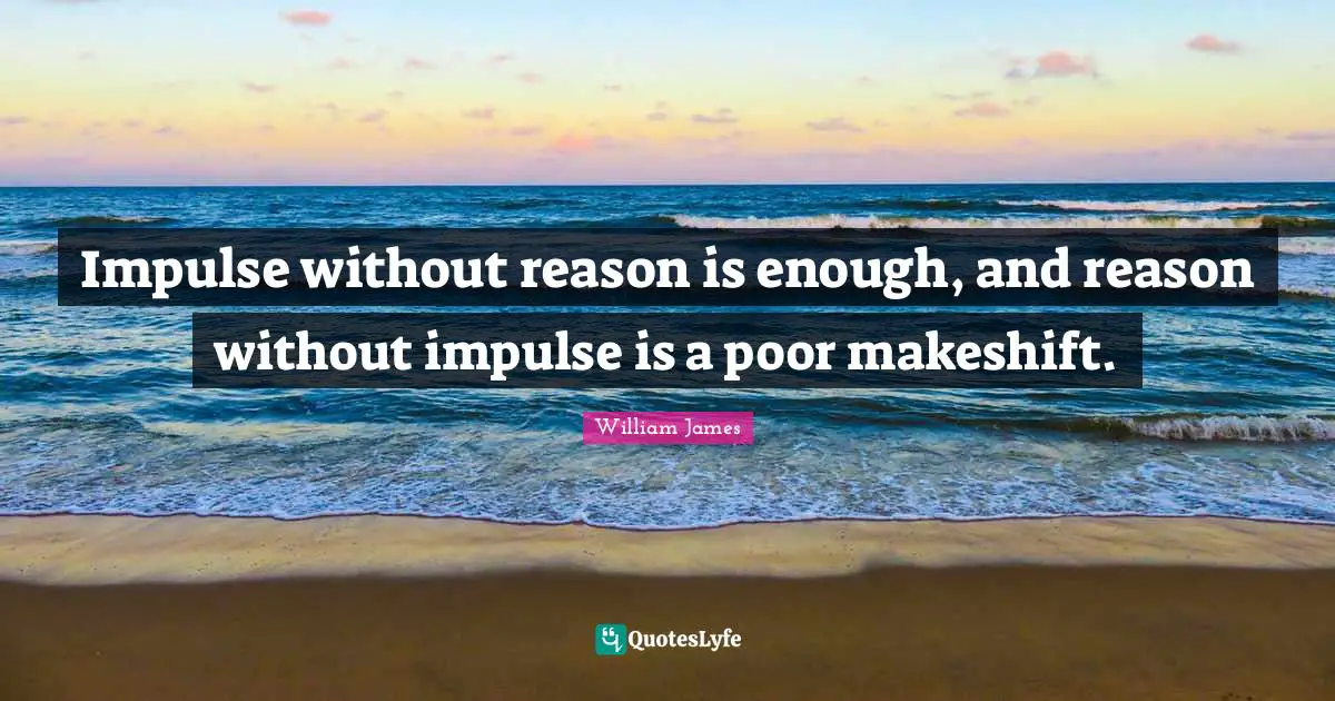 Impulse without reason is enough, and reason without impulse is a poor makeshift.