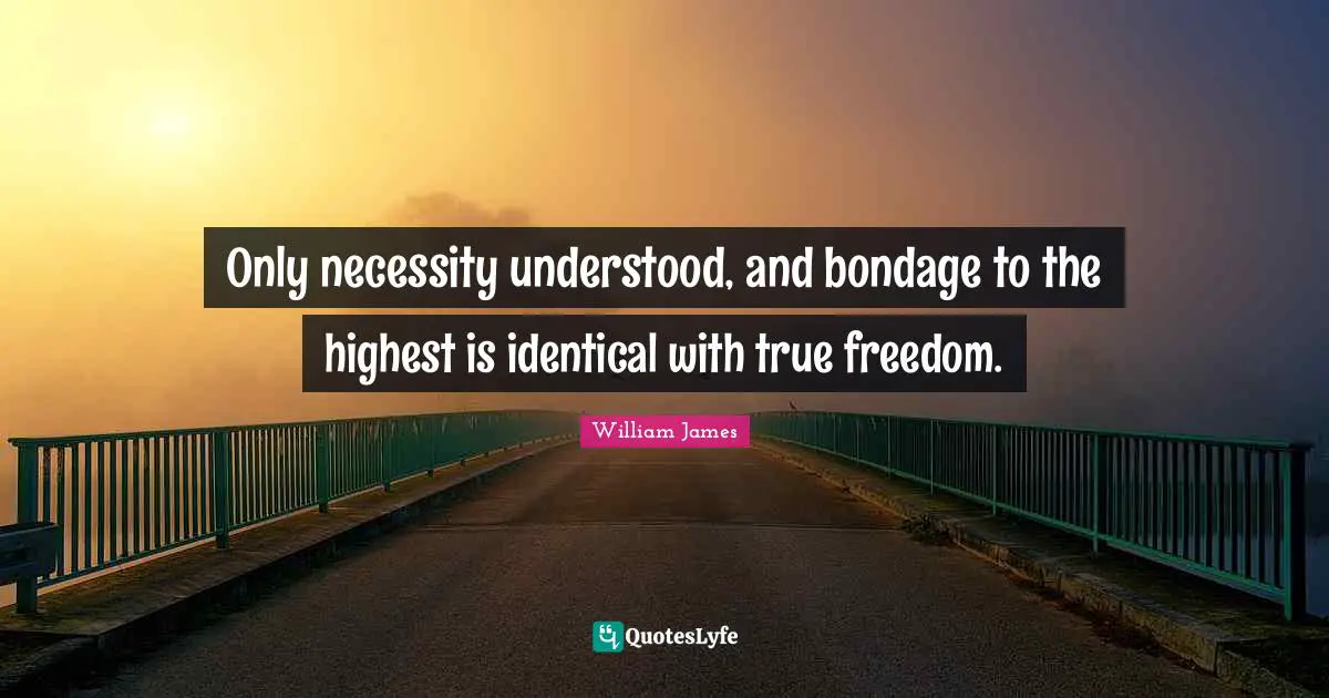 Only necessity understood, and bondage to the highest is identical with true freedom.