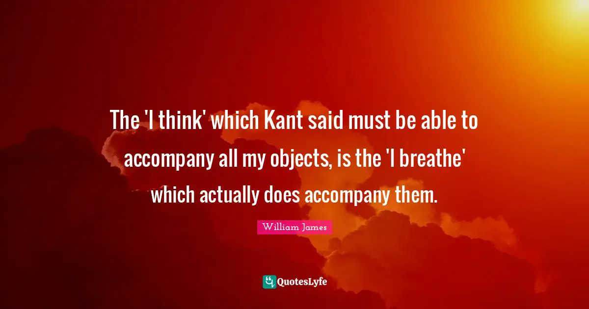 The 'I think' which Kant said must be able to accompany all my objects, is the 'I breathe' which actually does accompany them.