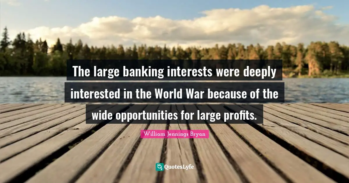 The large banking interests were deeply interested in the World War because of the wide opportunities for large profits.