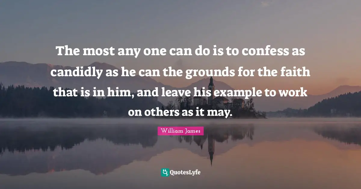 The most any one can do is to confess as candidly as he can the grounds for the faith that is in him, and leave his example to work on others as it may.