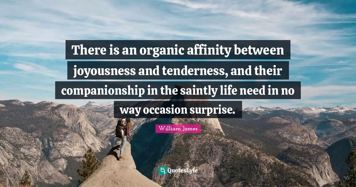 There is an organic affinity between joyousness and tenderness, and their companionship in the saintly life need in no way occasion surprise.