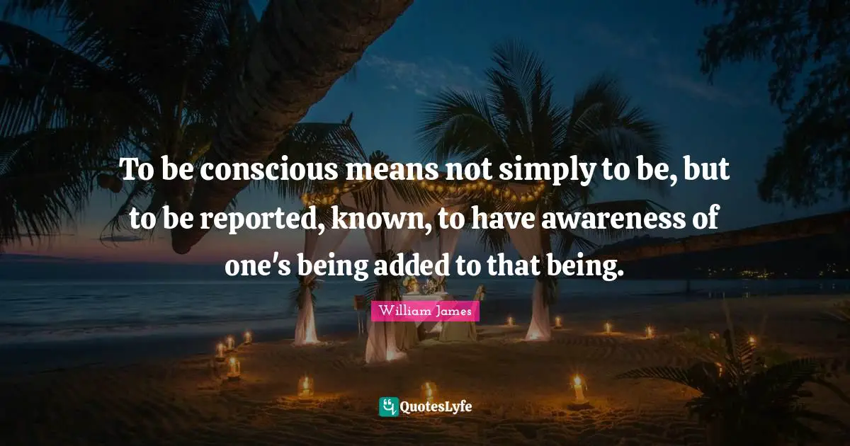 To be conscious means not simply to be, but to be reported, known, to have awareness of one's being added to that being.