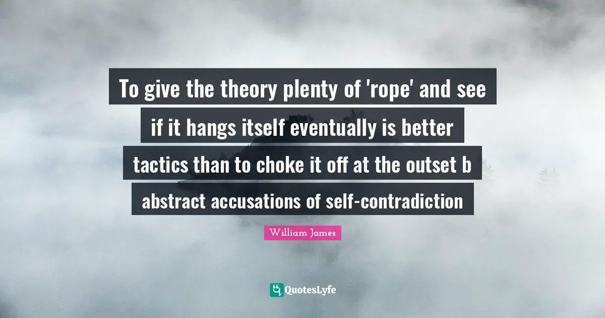 To give the theory plenty of 'rope' and see if it hangs itself eventually is better tactics than to choke it off at the outset b abstract accusations of self-contradiction