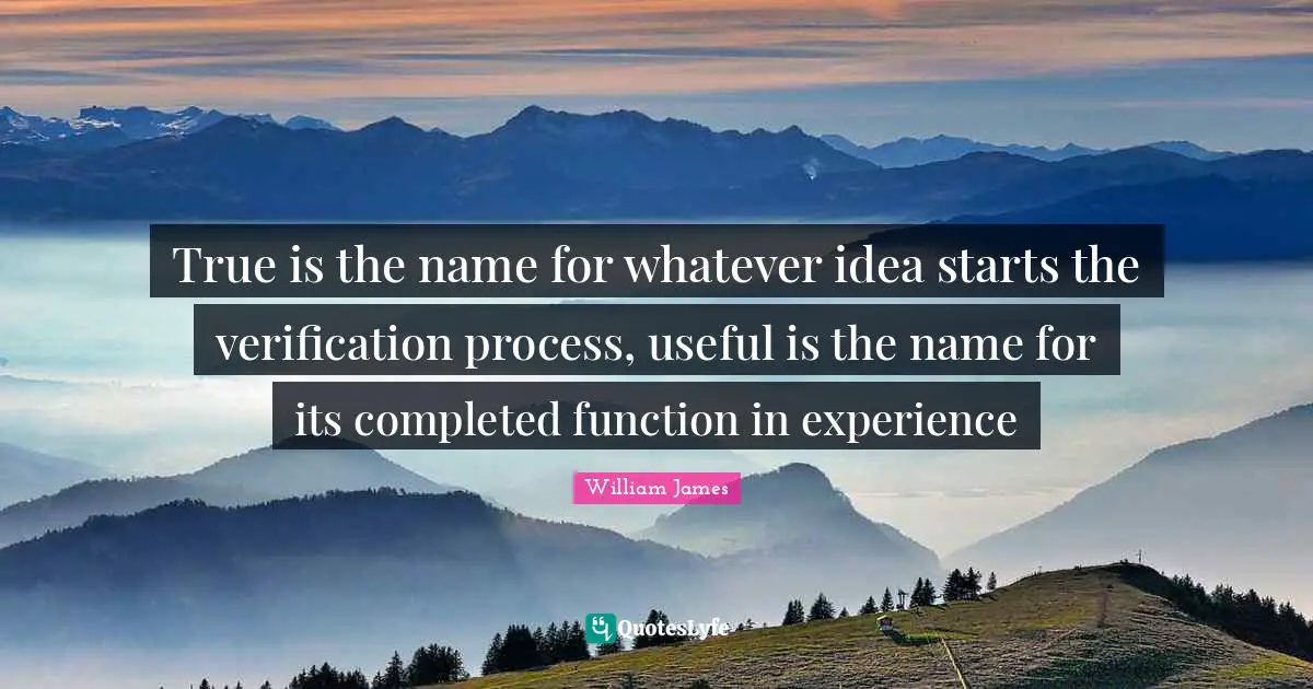True is the name for whatever idea starts the verification process, useful is the name for its completed function in experience