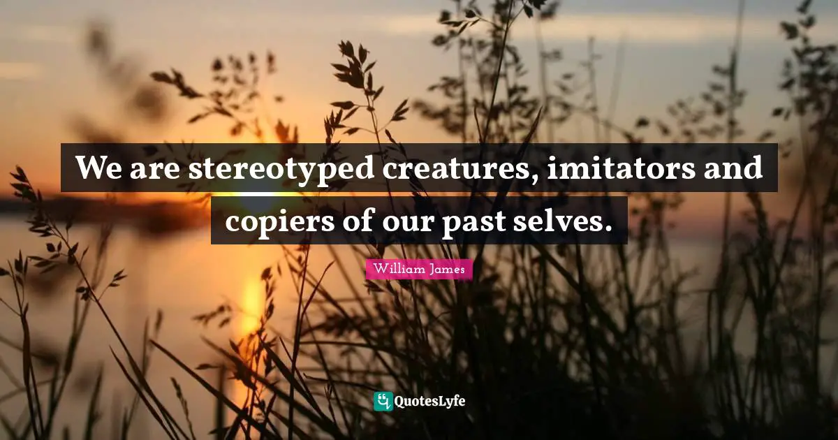 We are stereotyped creatures, imitators and copiers of our past selves.