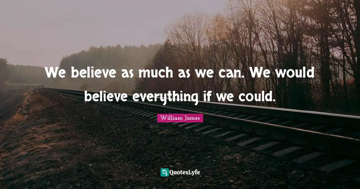 We believe as much as we can. We would believe everything if we could.
