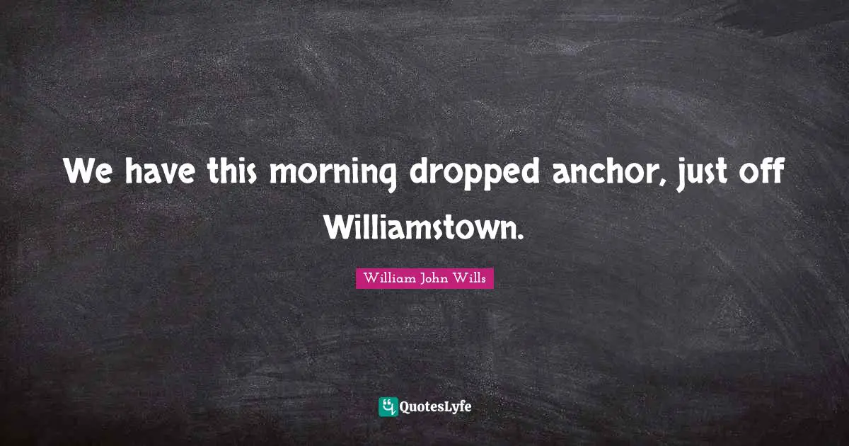 We have this morning dropped anchor, just off Williamstown.