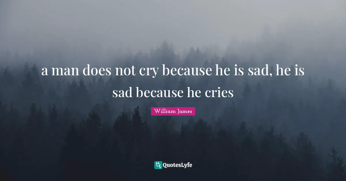a man does not cry because he is sad, he is sad because he cries