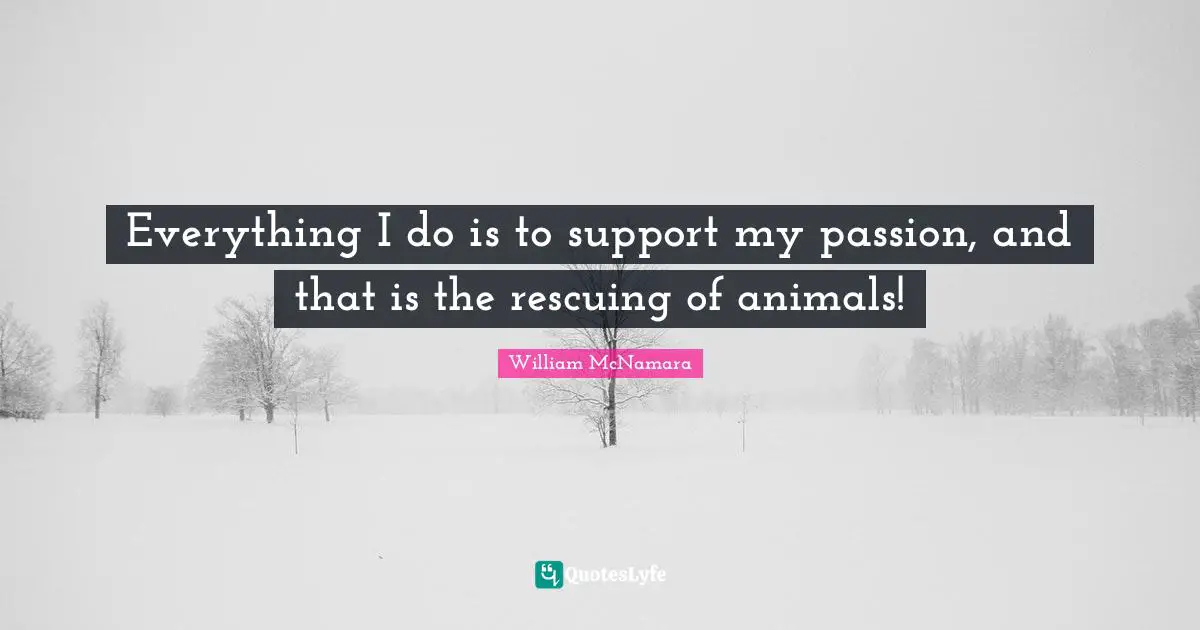 Everything I do is to support my passion, and that is the rescuing of animals!
