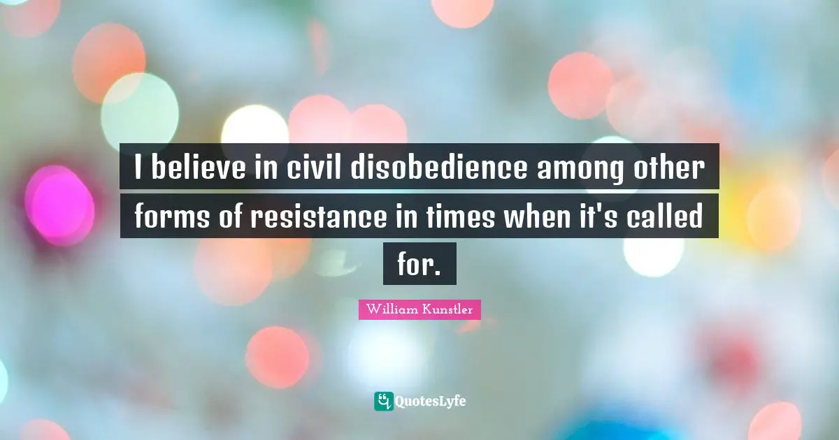 I believe in civil disobedience among other forms of resistance in times when it's called for.