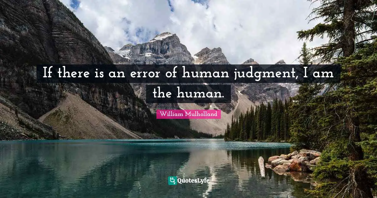 If there is an error of human judgment, I am the human.