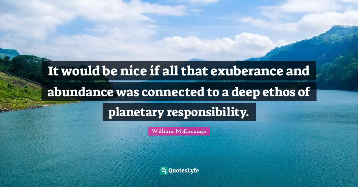 It would be nice if all that exuberance and abundance was connected to a deep ethos of planetary responsibility.