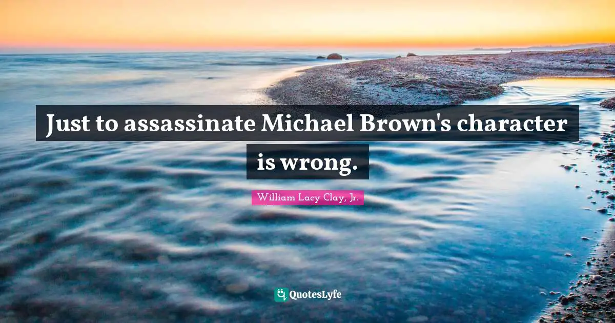 Just to assassinate Michael Brown's character is wrong.